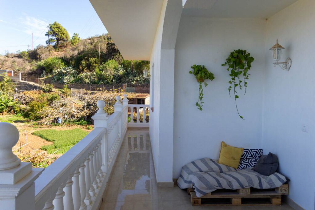 Cozy balcony with plants and seating